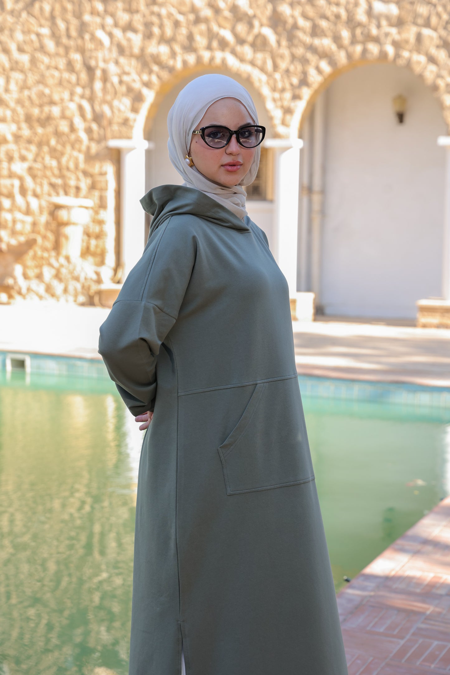 Lune Shirt Dress -Olive